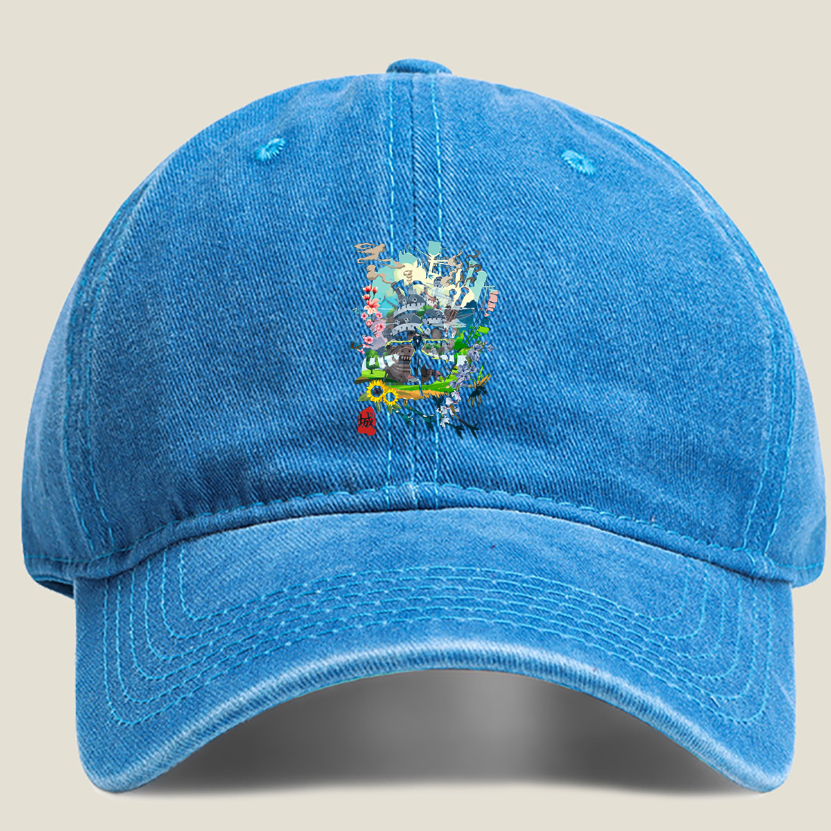 Castle of the Ninja and the Sunflower - Washed Denim - Baseball Cap