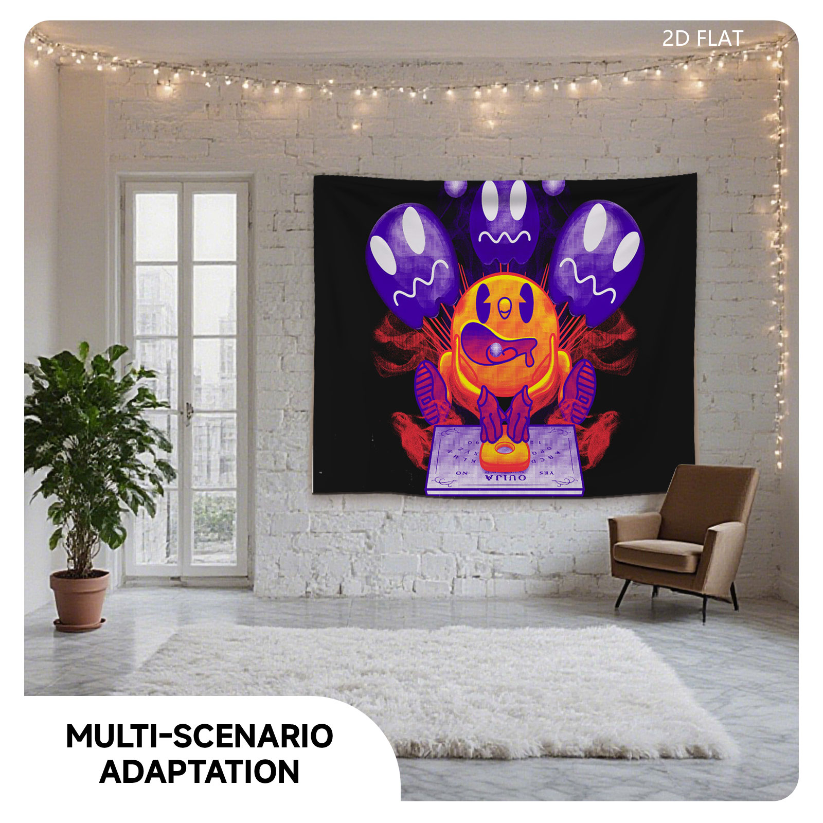 Pac-Man and Ghosts on Ouija Board - Tapestry