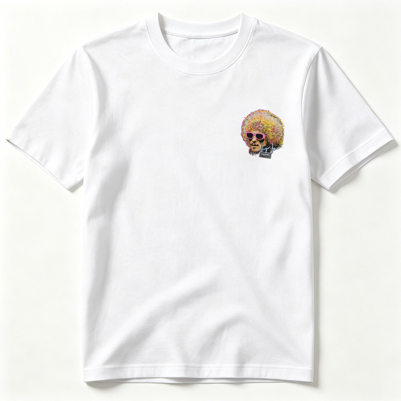 Jeff Lynne Legends: Electric Light Orchestra Icon with Pink Sunglasses and Vibrant Hair - Tee