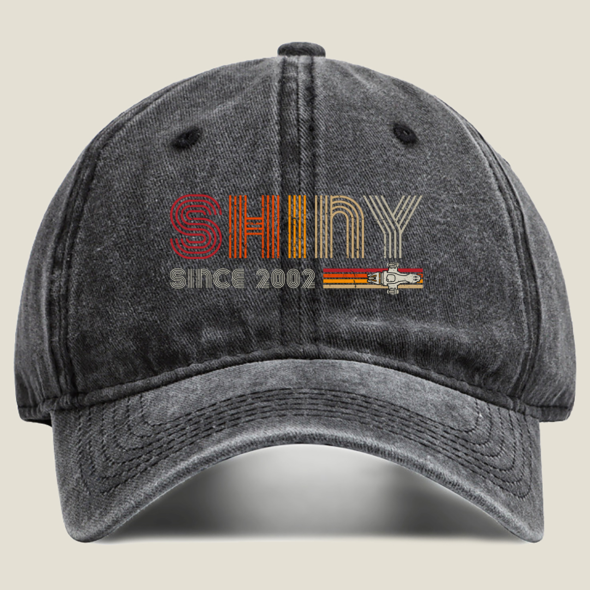 Shiny Since 2002: Retro Robot Design - Washed Denim - Baseball Cap