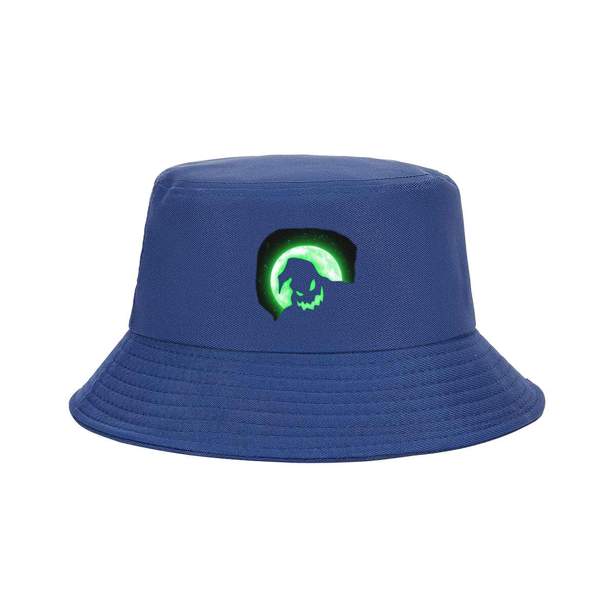 Pumpkin Head Silhouette Against Green Moon - Fisherman's Hat