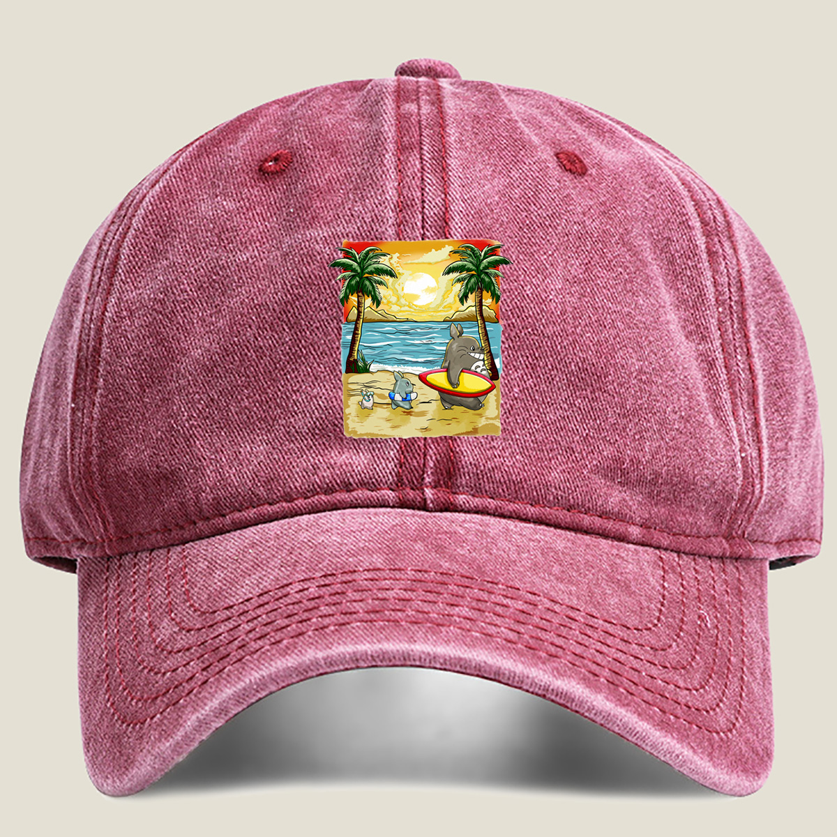 Pokémon: Slowpoke and Friends at the Beach - Washed Denim - Baseball Cap