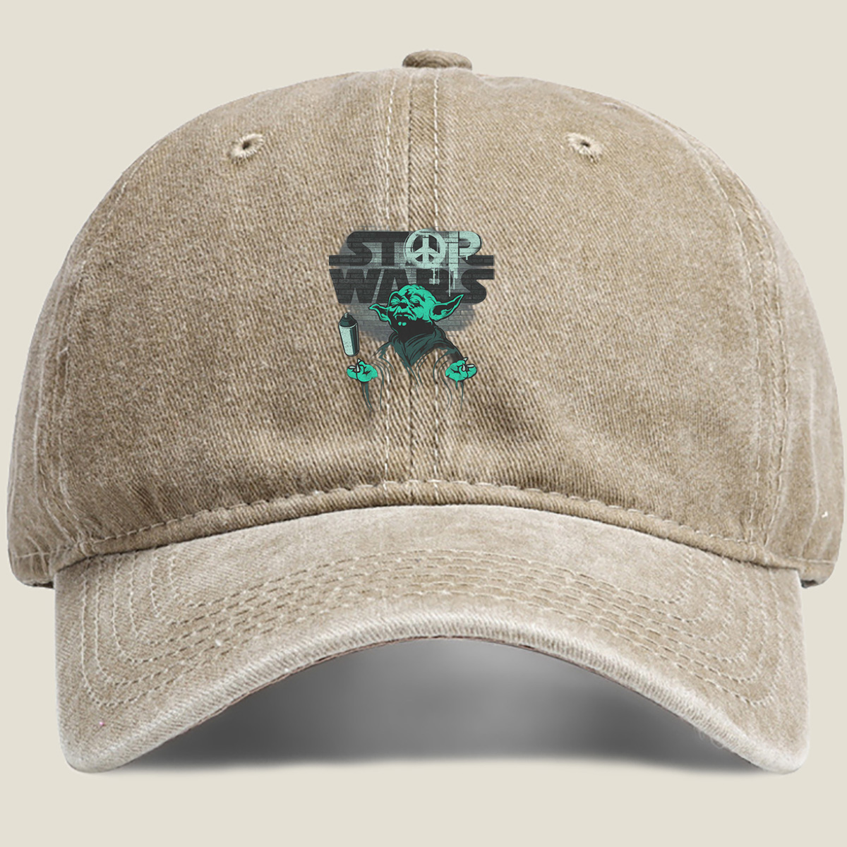 Stop Wars: Yoda Peace Protest - Washed Denim - Baseball Cap