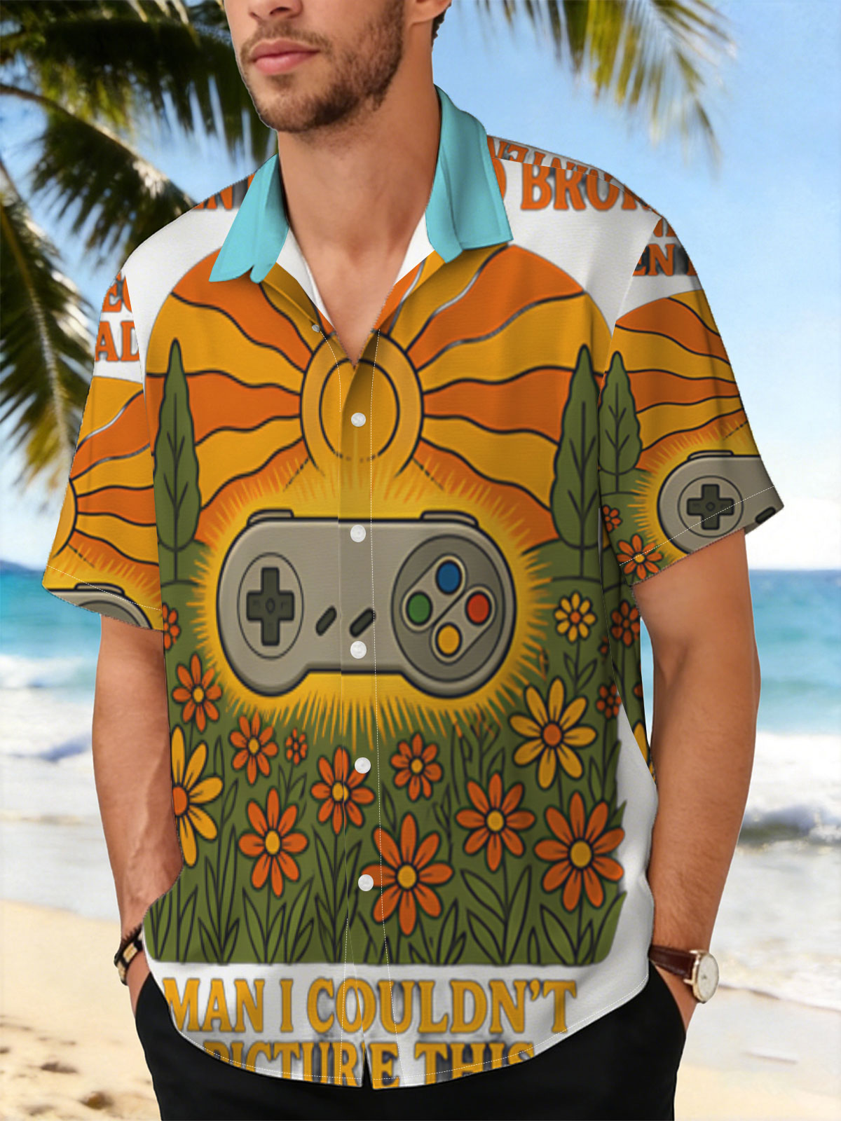 Super Nintendo Sega Genesis Controller in Sunflower Field: Nostalgic Gaming Memory -  Shirt