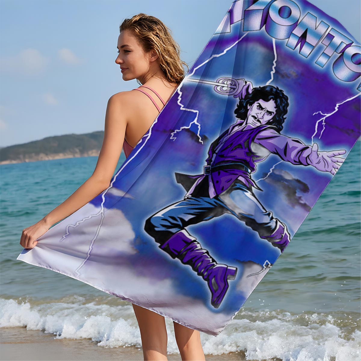 Zontoya: Prepare to Die – Fantasy Warrior with Sword and Lightning - Beach towels