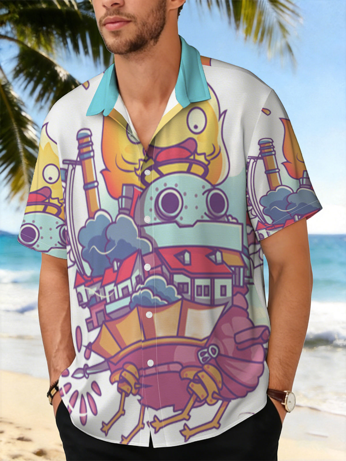 Flame-Powered Factory Crab with Industrial City on Back -  Shirt