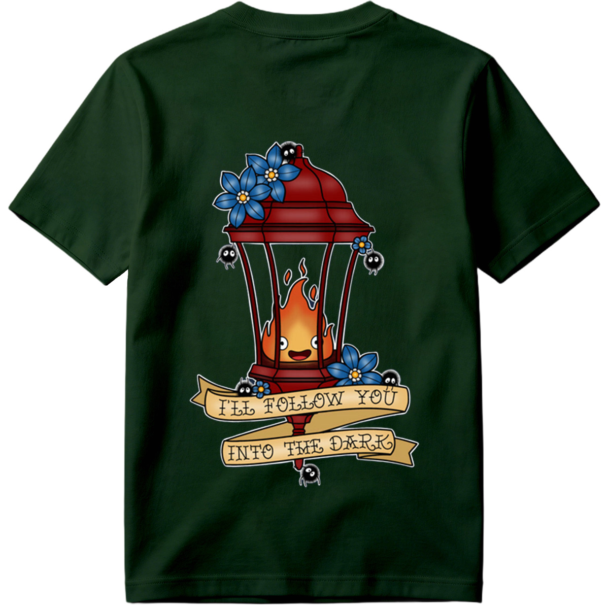 Lantern Flame with Blue Flowers and Moths: 