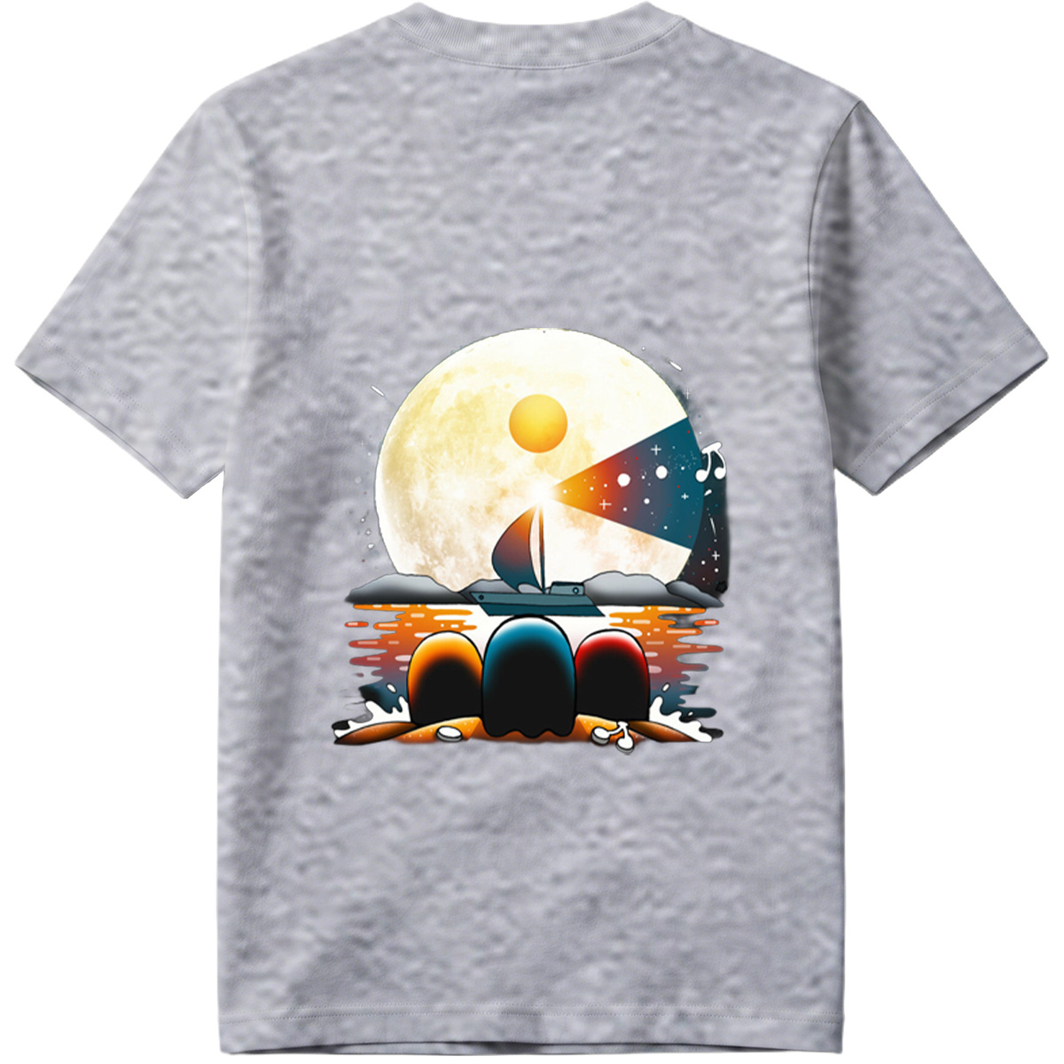 Sailboat Under the Moonlight with Musical Notes - Tee