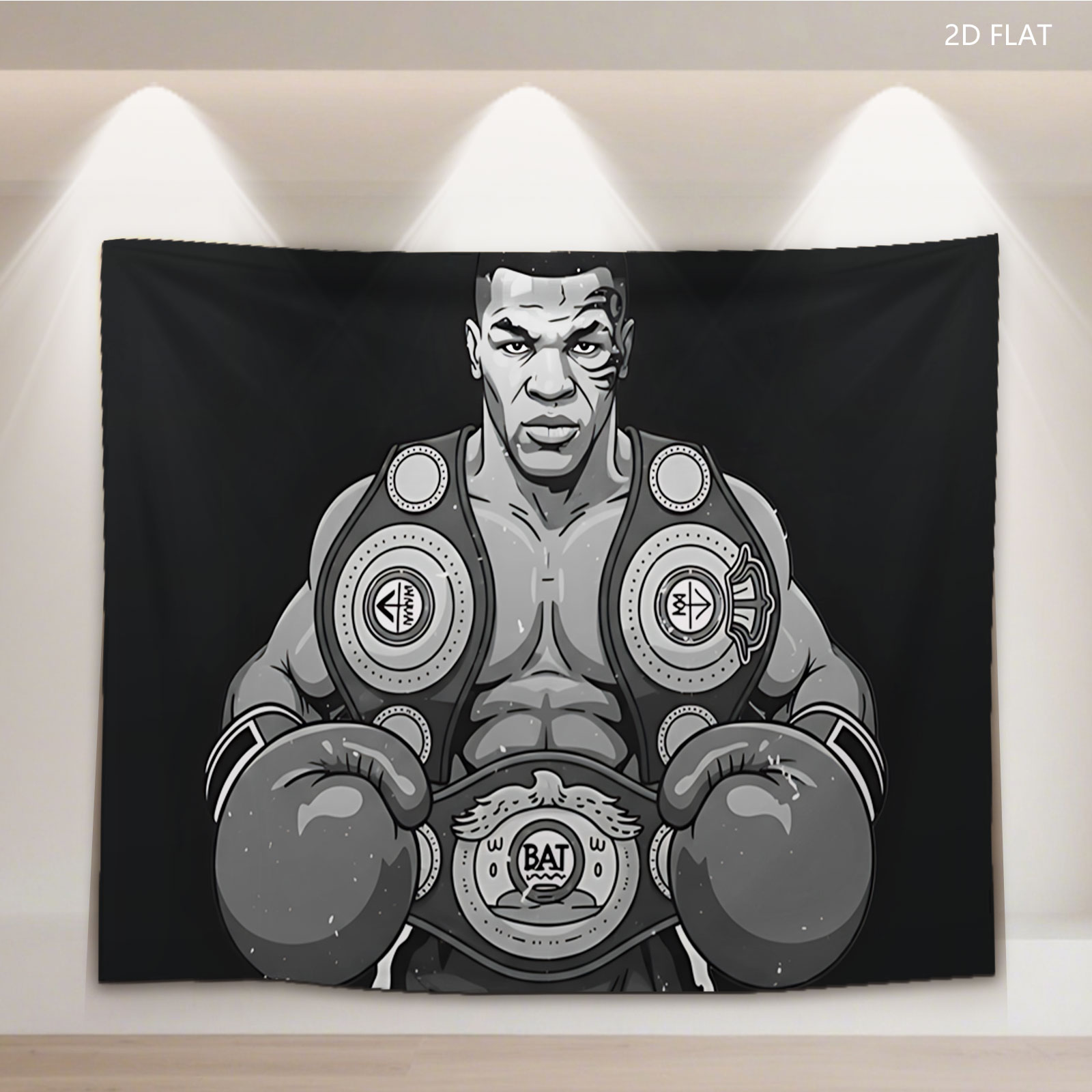 Mike Tyson in Boxing Gear with Championship Belt - Tapestry