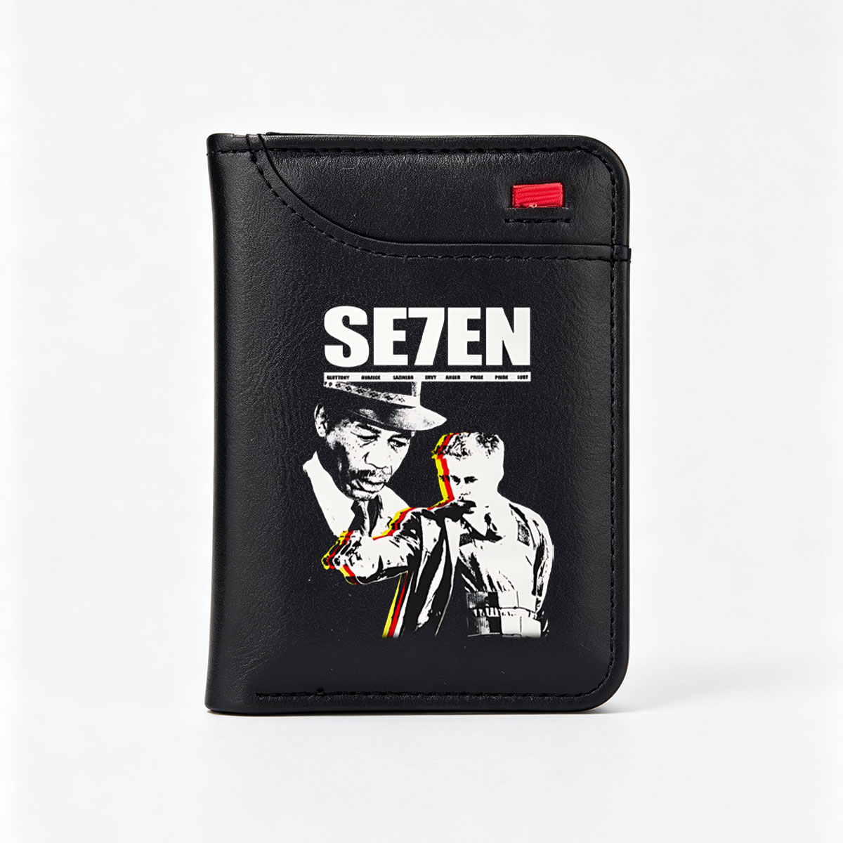 SE7EN: Morgan Freeman & Brad Pitt in Crime Thriller - Vertical Style Wallet