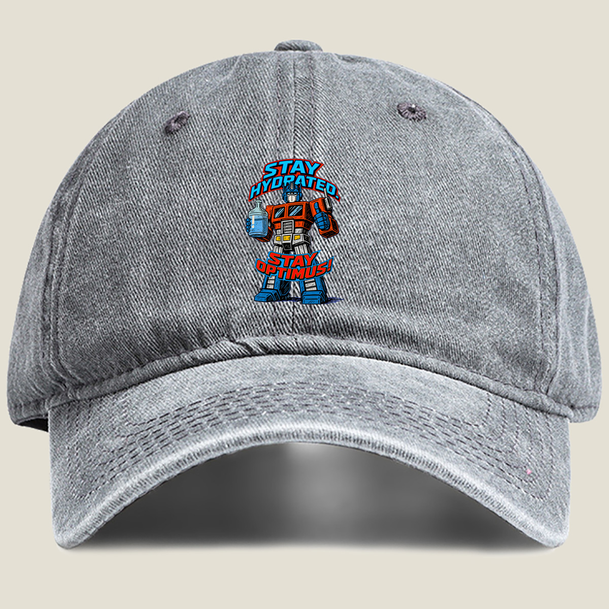 Transformers Optimus Prime Stay Hydrated Design - Washed Denim - Baseball Cap