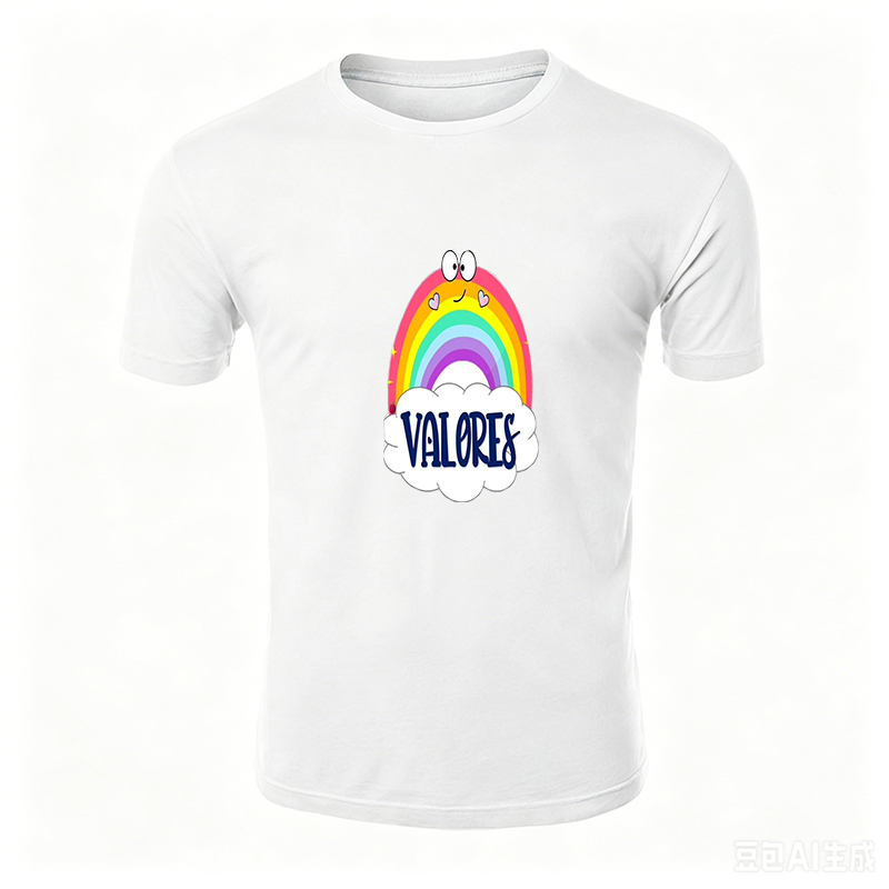 Unisex Classic T-Shirt Rainbow with Valores Text Design Unisex Classic T-Shirt for Casual Wear, Outdoor Activities, and Everyday Comfort Suitable for Adults Who Love Colorful and Positive Messages