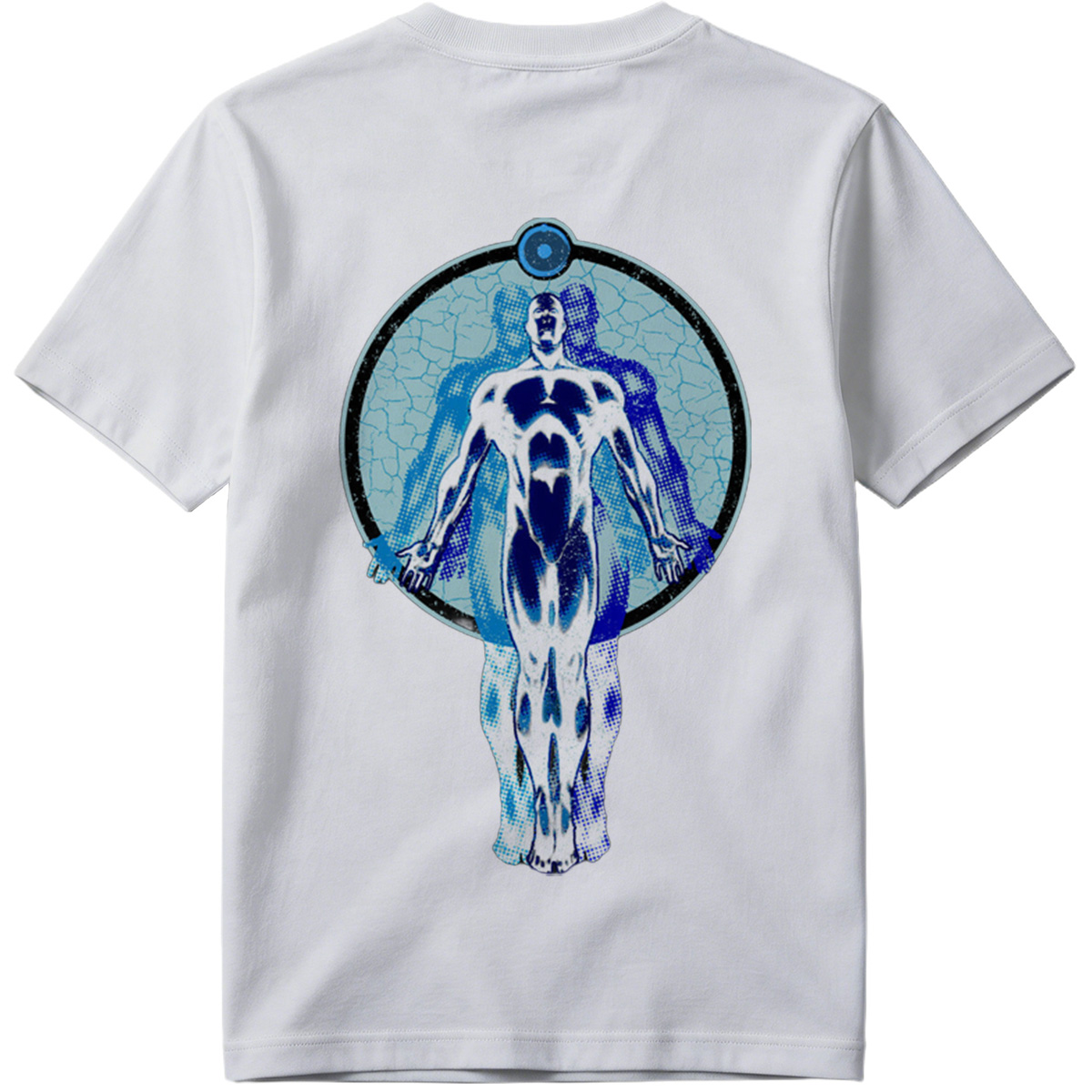 Blue Human Figure in Circular Frame - Tee