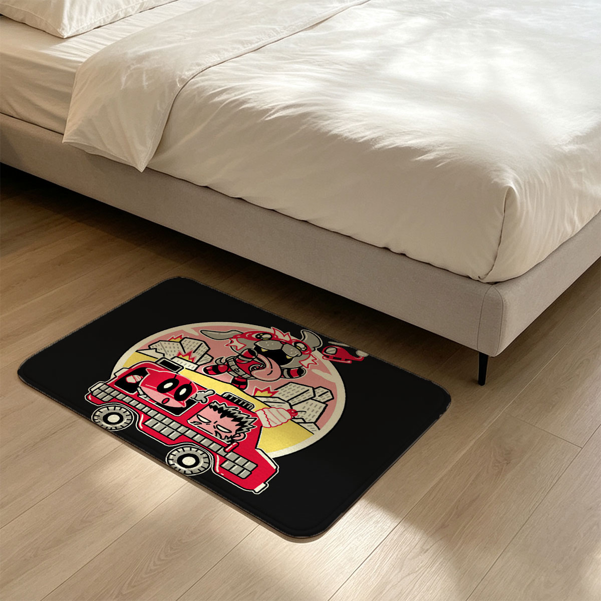 Teen Titans Go! Fire Truck Chaos with Beast Boy and Cyborg - Flannel floor mat
