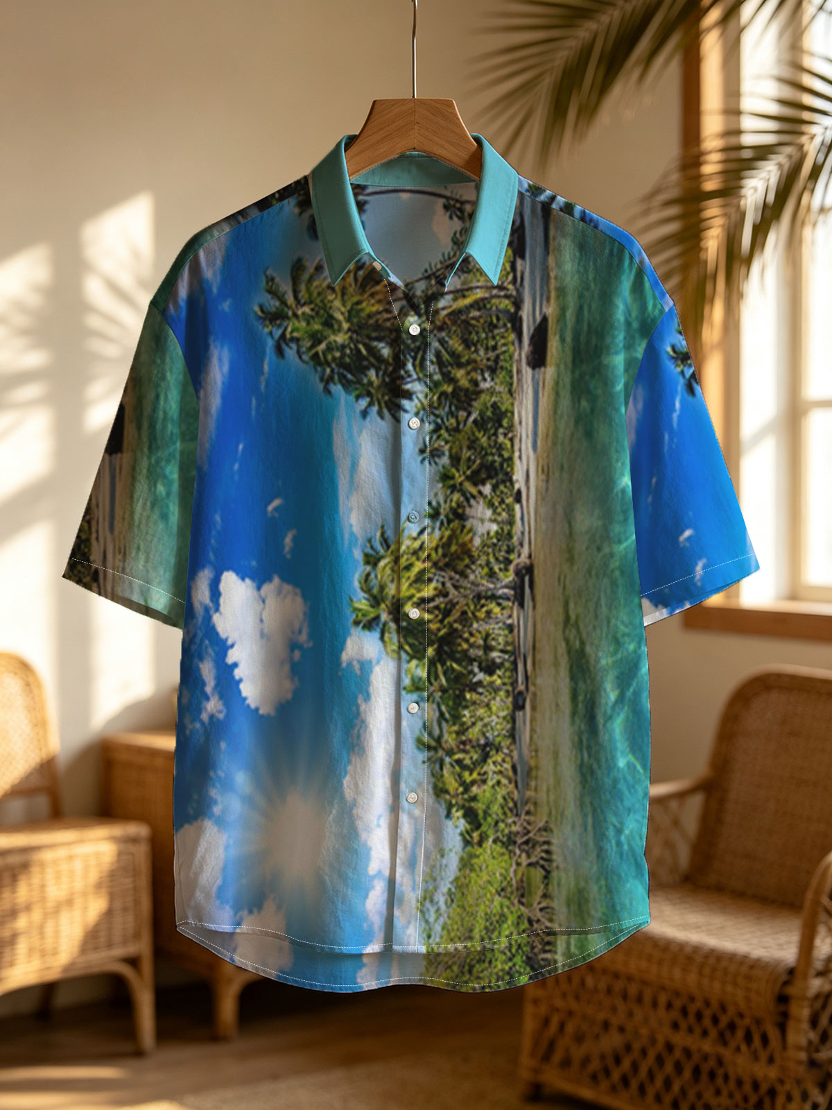 Tropical Paradise with Palm Trees and Crystal Clear Water -  Shirt
