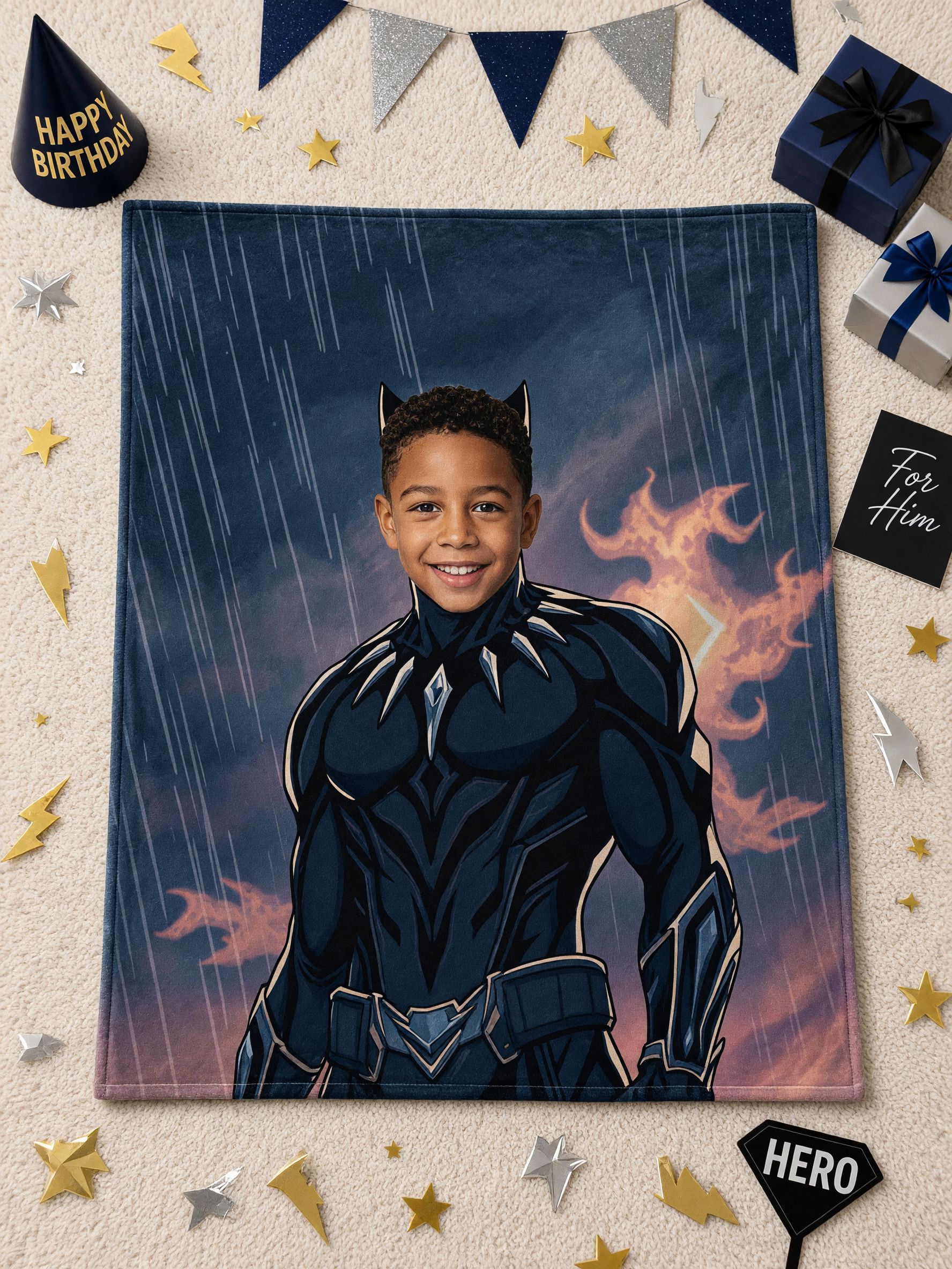 Personalized Superhero Face Photo Blanket, Ultra Soft Flannel Fleece Throw Cover for Kids and Adults, Ideal Custom Gift