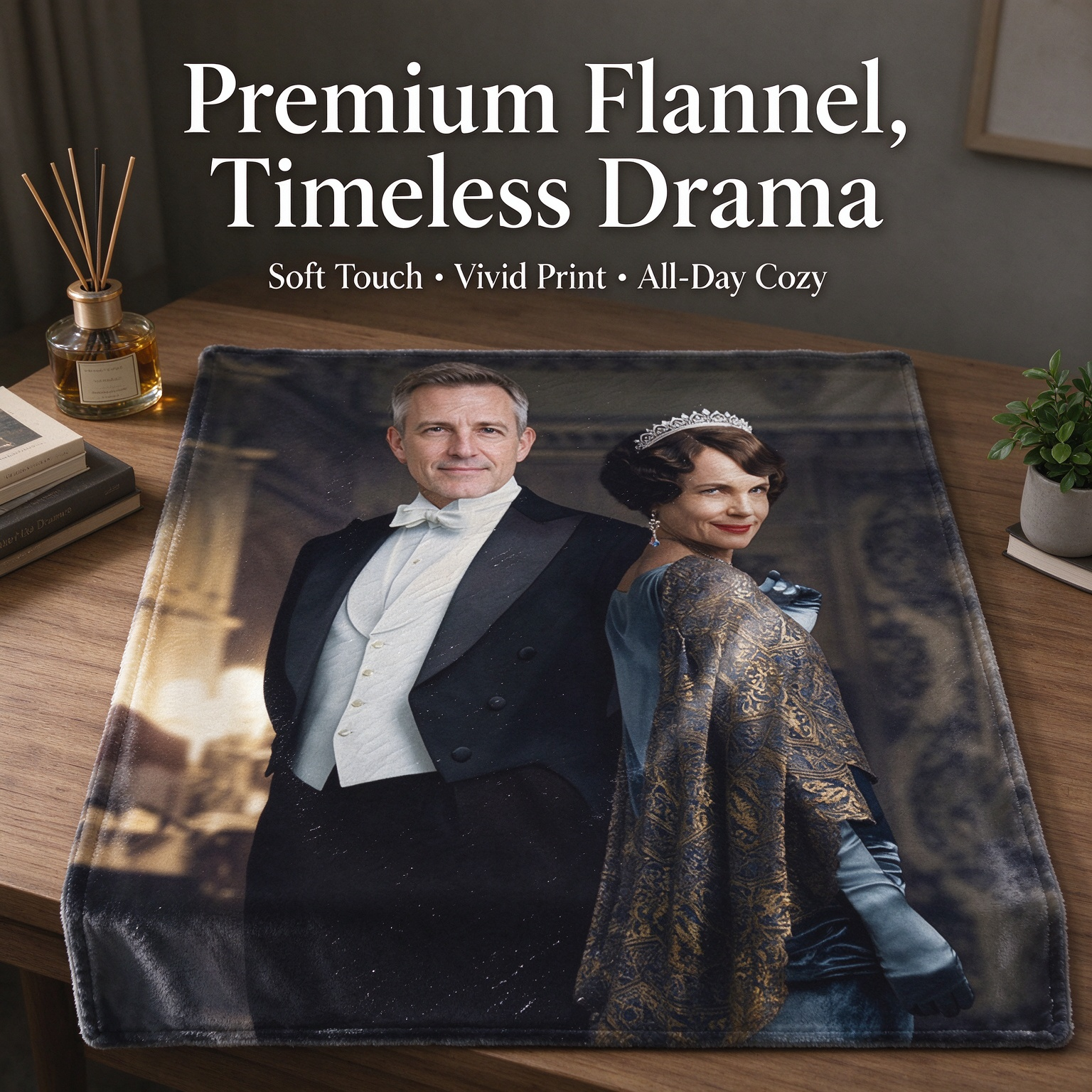 Custom Photo Face Flannel Blanket, Personalized Portrait Throw for Bed and Couch, Ideal Cozy Keepsake Gift