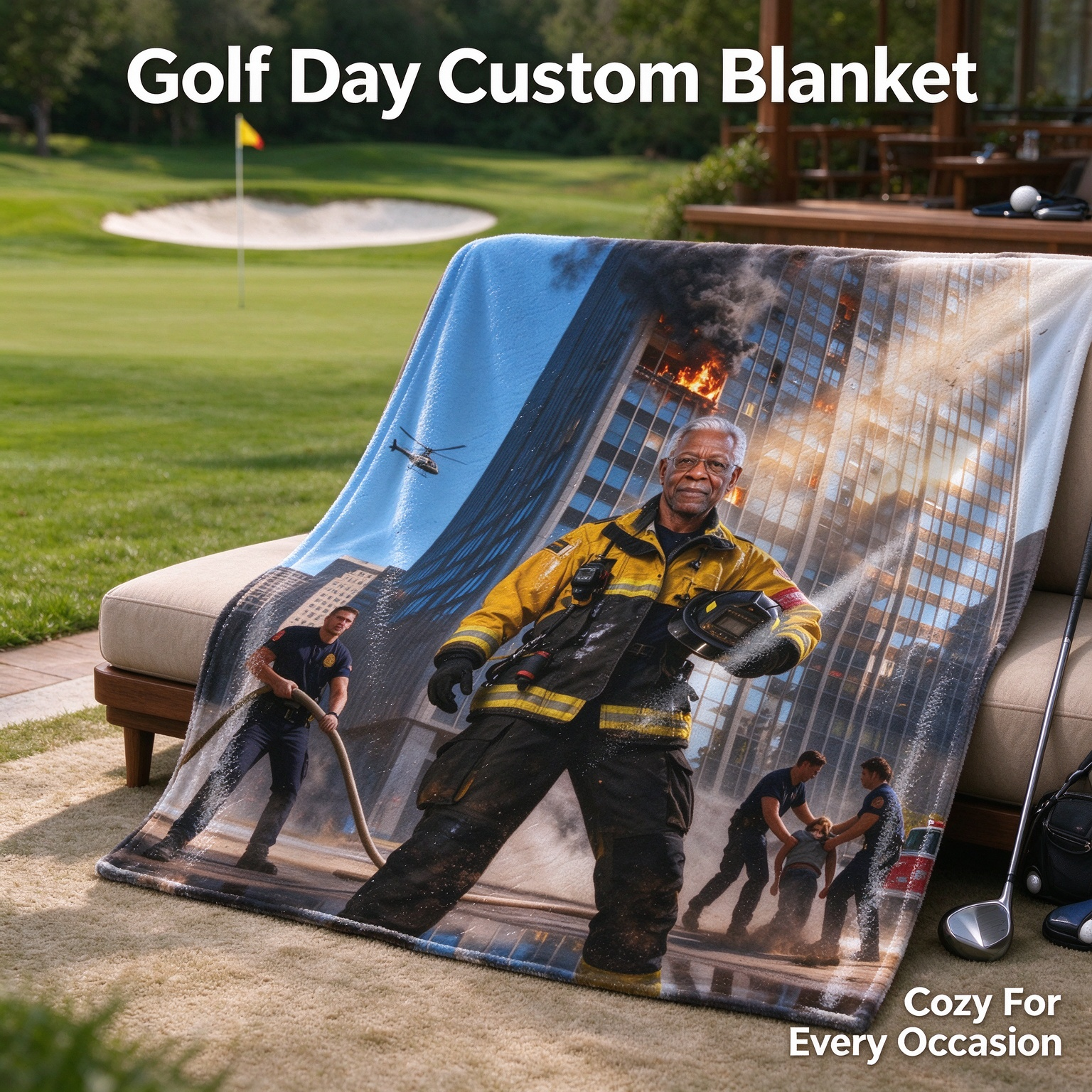 Custom Firefighter Photo Blanket Personalized Face Flannel Throw Ultra Soft Cozy Keepsake Gift for Bed and Couch