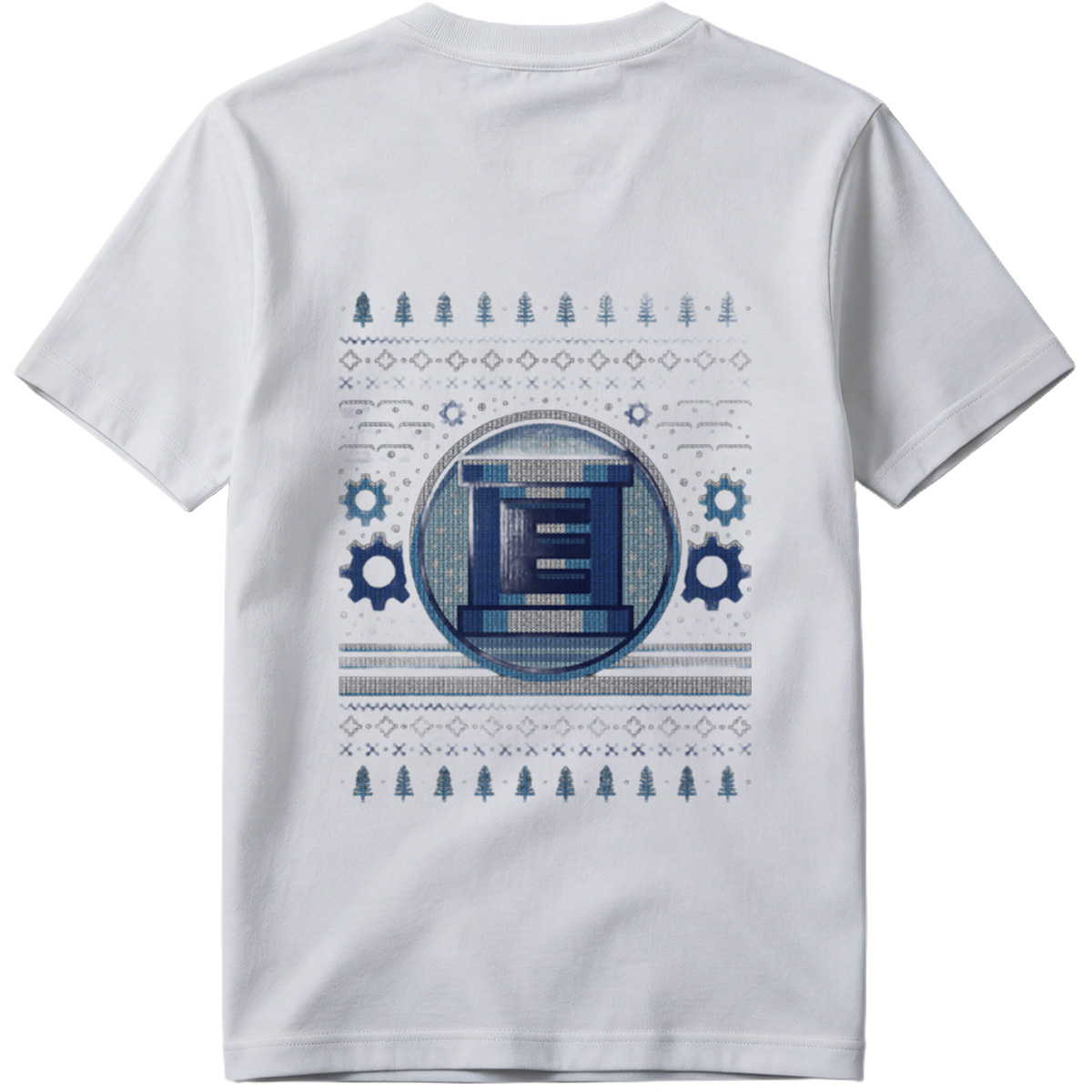 Pixel Winter Emblem: Column & Gears Holiday Design - Tee