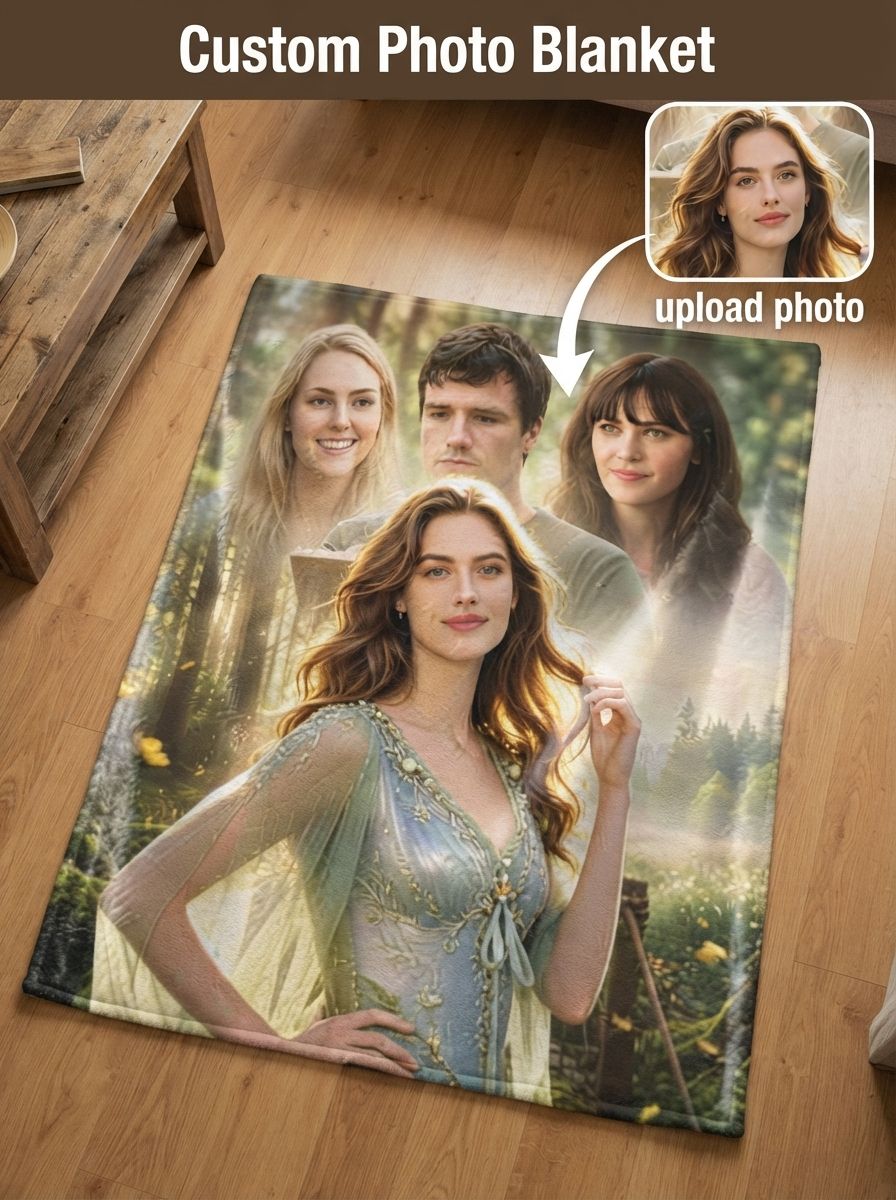 Custom Photo Face Blanket Personalized Flannel Throw Ultra Soft Cozy Fleece Blanket Keepsake Gift for Bed and Couch