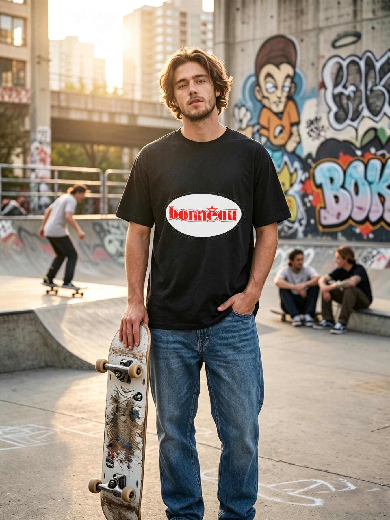 Men's Printed T-Shirt with Bonneau Logo Red Crown Design Casual Round Neck Summer Lightweight Breathable Short Sleeve Tee for Daily Wear Outdoor Activities and Street Style Fashion Lovers