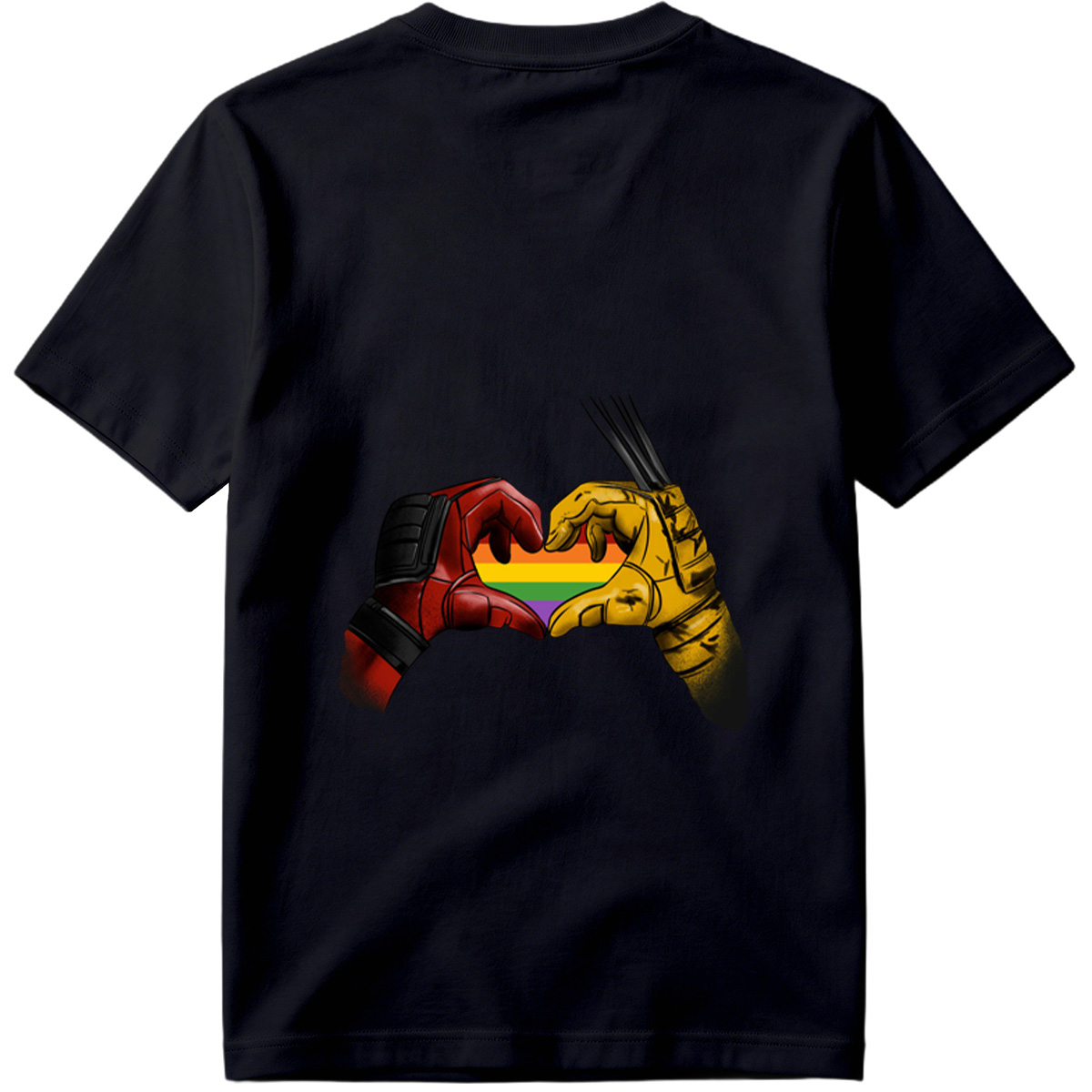 Deadpool and Wolverine Form a Rainbow Heart - Tee