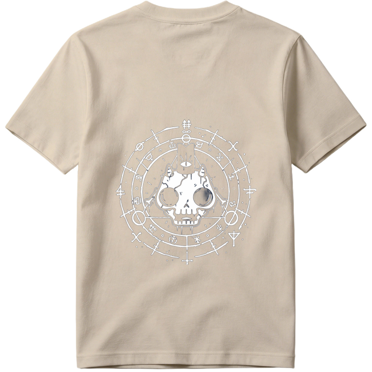 Skull with Horns and Mystical Symbols - Tee