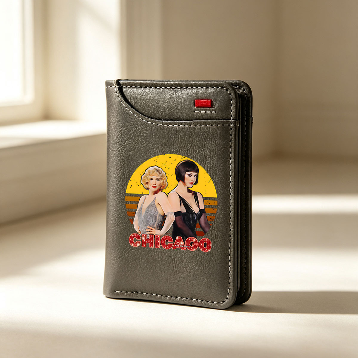 Chicago: The Musical – Velma Kelly and Roxie Hart in Glamorous Showgirl Attire - Vertical Style Wallet
