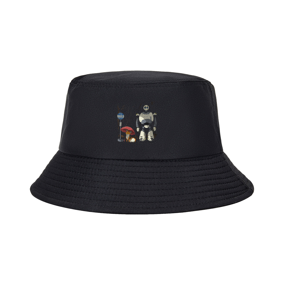 Fox and Robot Wait in the Rain - Fisherman's Hat