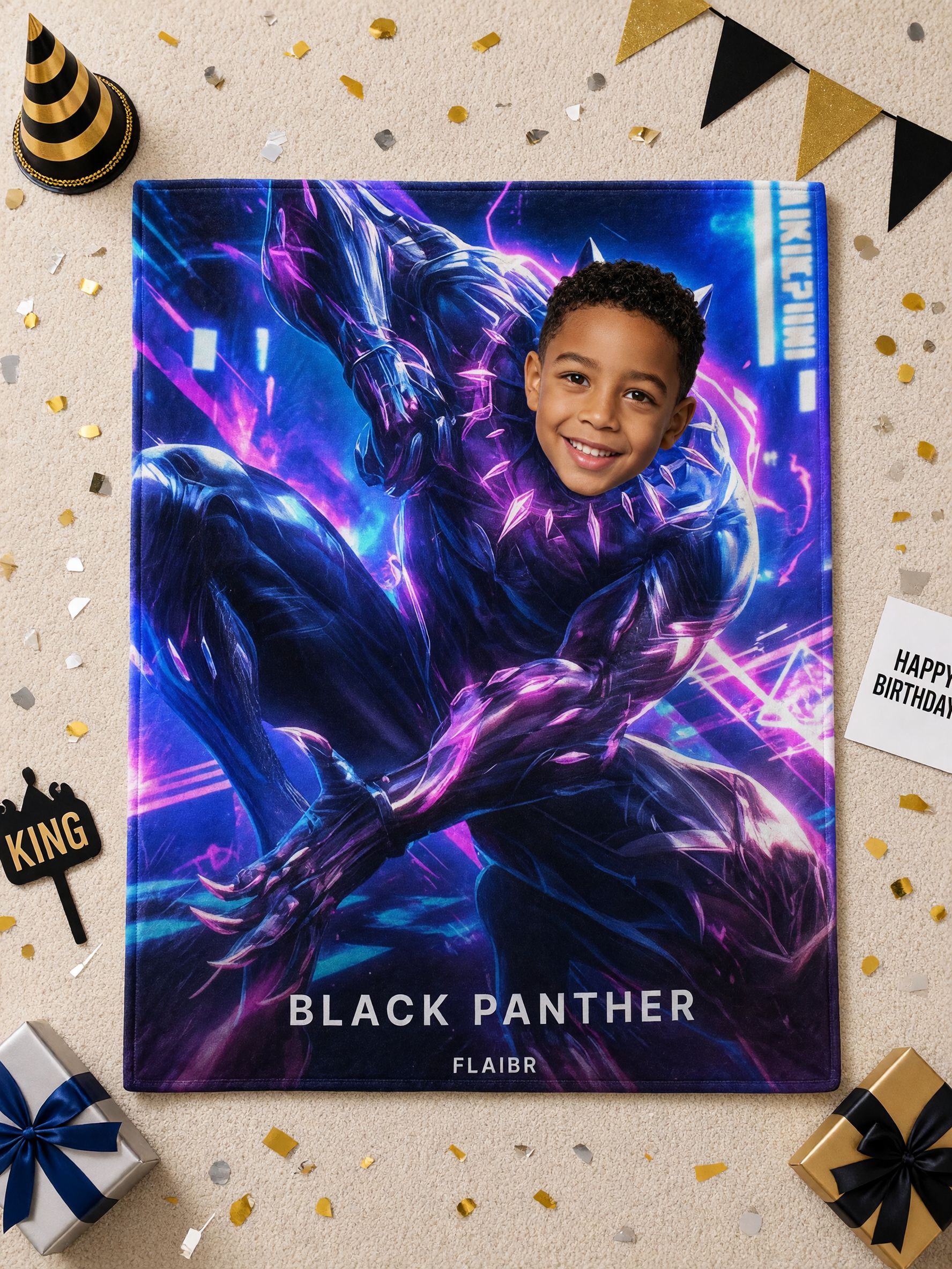 Custom Face Blanket Personalized Superhero Photo Flannel Throw Soft Cozy Warm Plush Blanket Ideal Gift for Kids and Boys