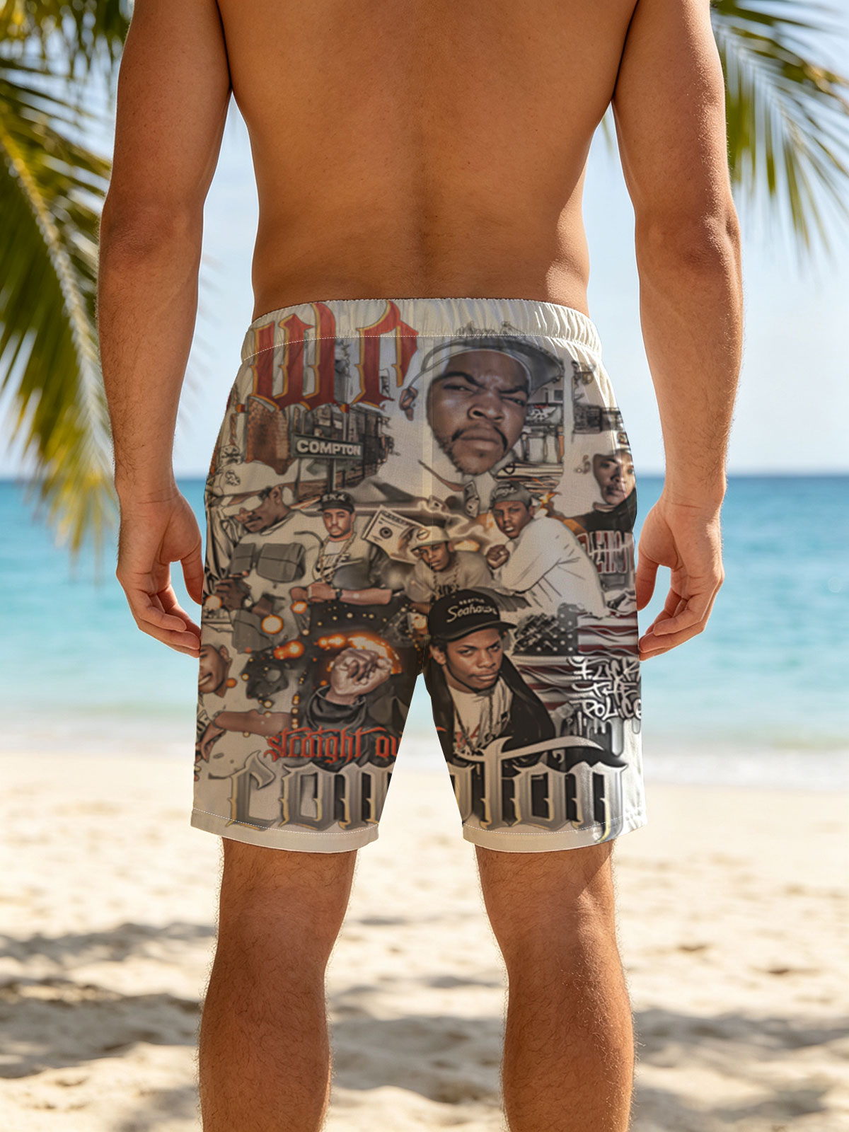 N.W.A Straight Outta Compton: Ice Cube, Dr. Dre, Eazy-E, MC Ren, DJ Yella, and the Compton Rap Legacy -  Beach shorts