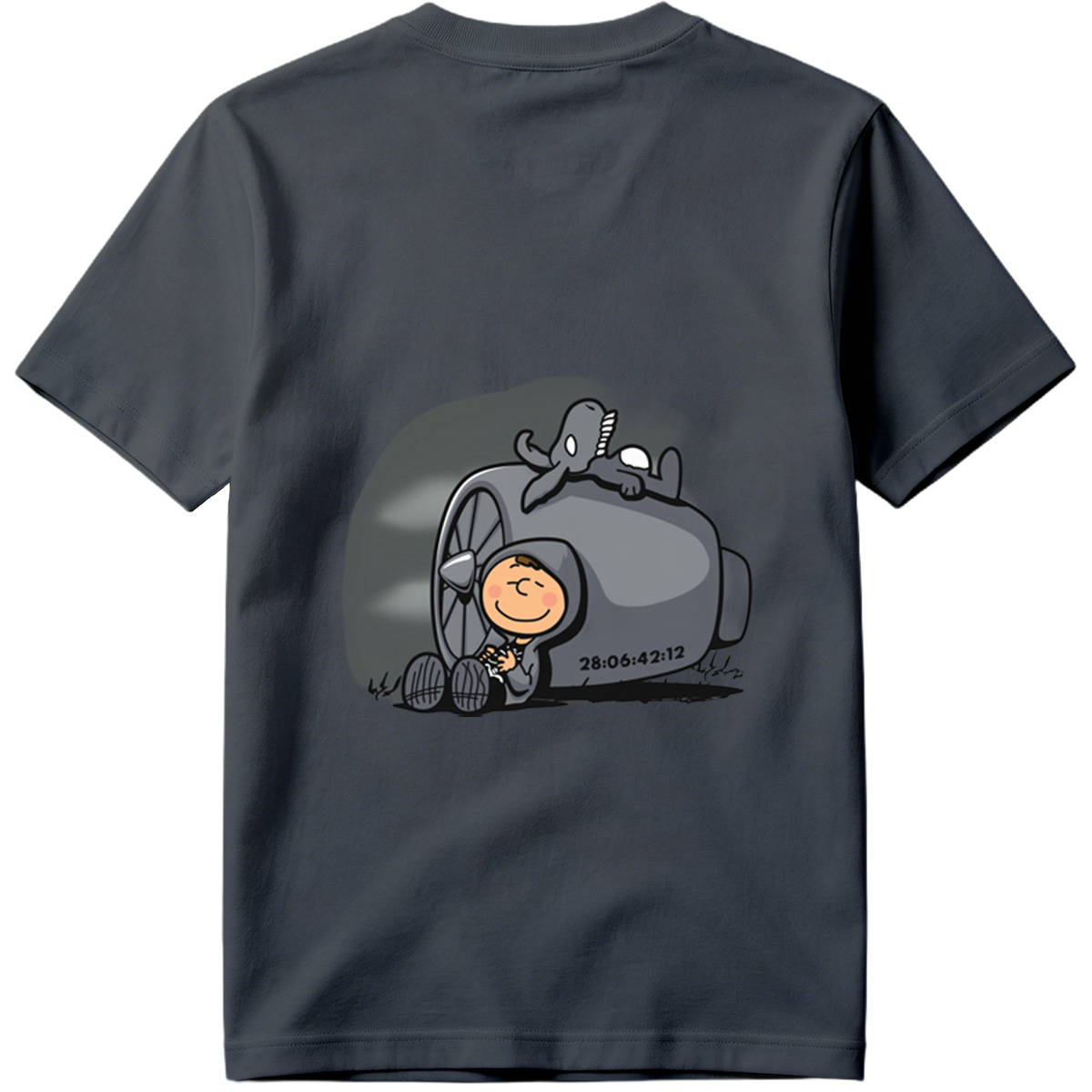 Cute Cartoon Boy with Time Machine and Octopus - Tee