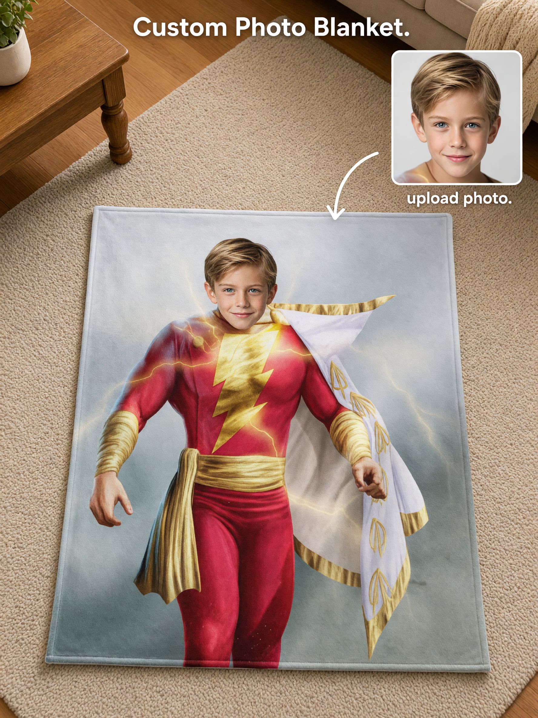 Custom Face Superhero Flannel Blanket Ultra Soft Personalized Photo Throw Ideal Keepsake Gift for Kids and Family