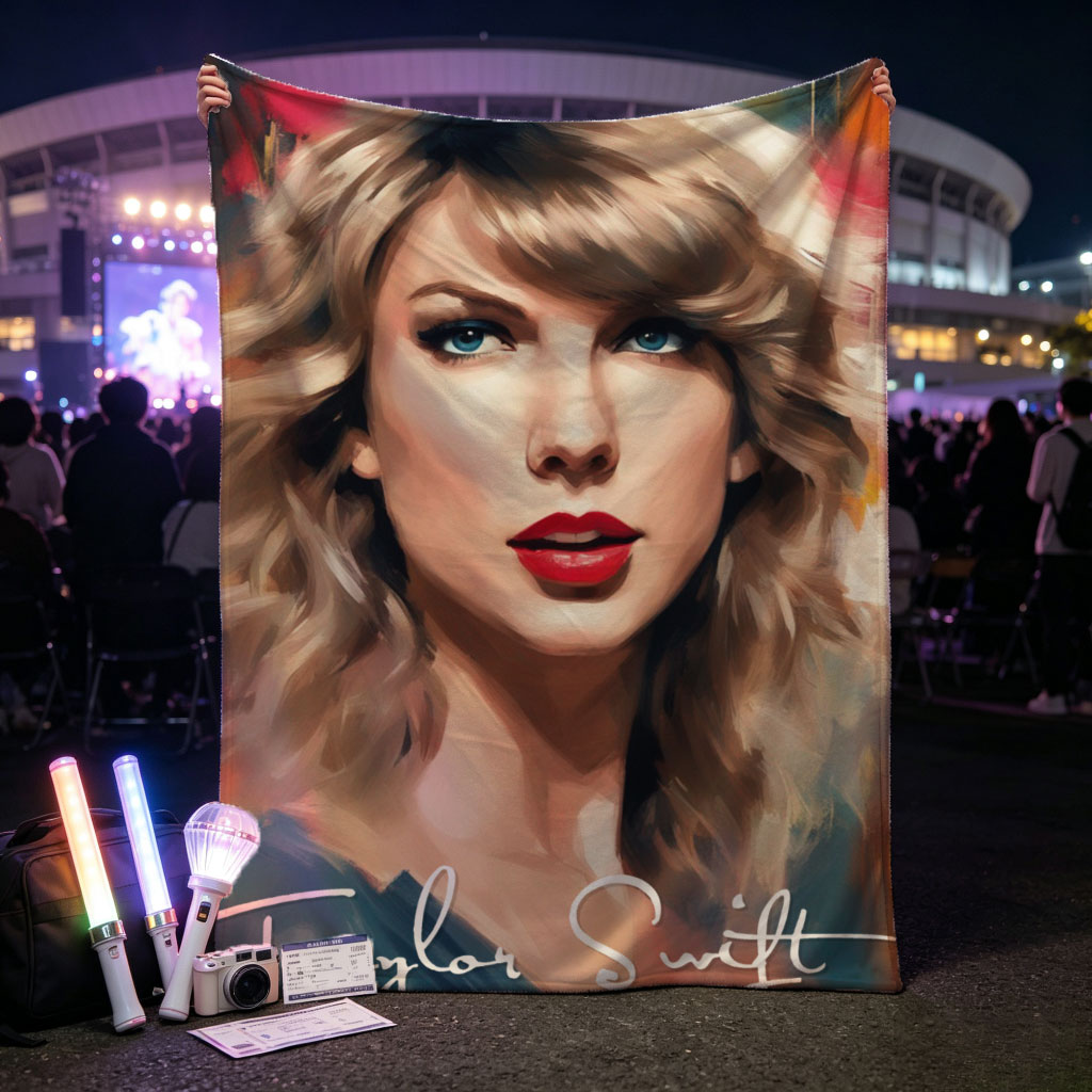 Taylor Swift Portrait Painted Style Artwork - Blankets
