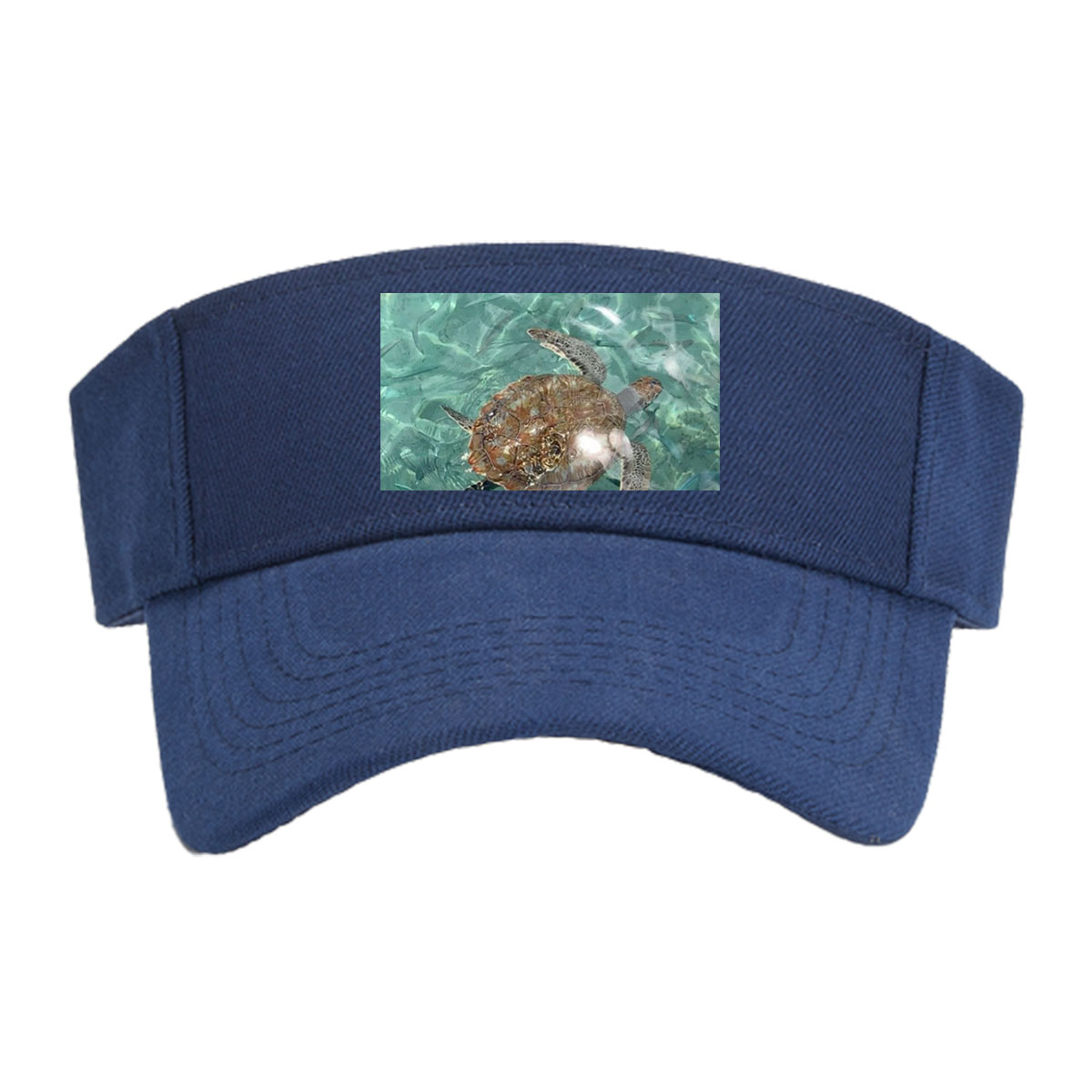 Sea turtle swims gracefully in clear turquoise waters at Playa Grandi. -  Visor cap