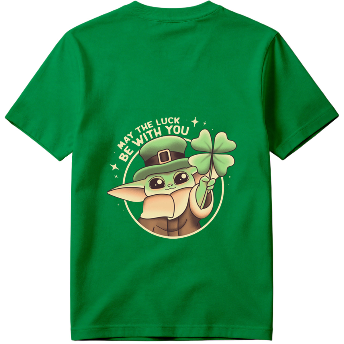 Baby Yoda Wearing Leprechaun Hat Holding Four Leaf Clover with 
