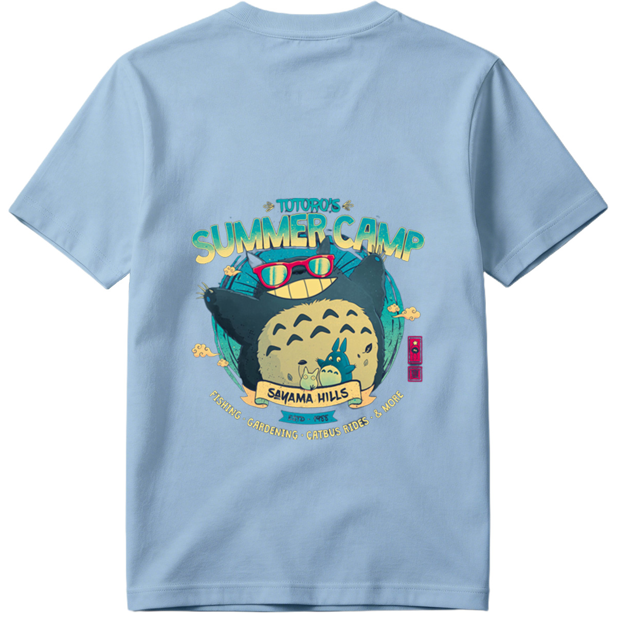 Totoro's Summer Camp: Totoro, Little Totoros, and Catbus in Sakama Hills - Tee
