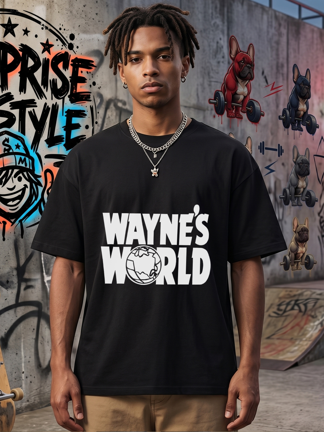 Men's Printed T-Shirt Wayne's World Globe Design Casual Round Neck Summer Lightweight Breathable Short Sleeve Tee for Fans of Pop Culture and Movie Themes Adult Unisex Streetwear Style