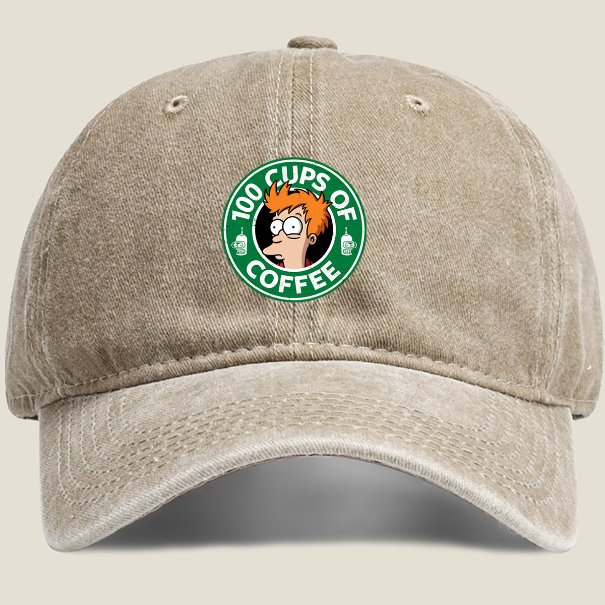 Futurama: Fry and Bender - 100 Cups of Coffee - Washed Denim - Baseball Cap