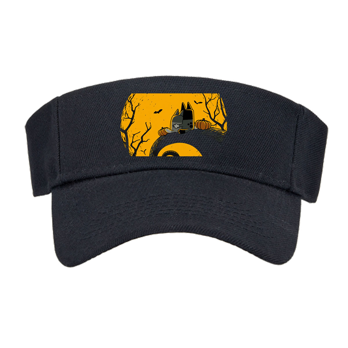 Pusheen the Cat in Halloween Moonlight with Pumpkins and Bats -  Visor cap