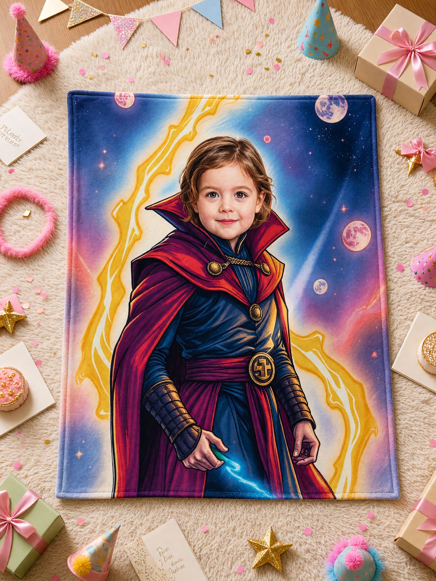 Custom Face Photo Blanket Personalized Superhero Cosmic Art Ultra Soft Flannel Fleece Throw Ideal Cozy Keepsake Gift