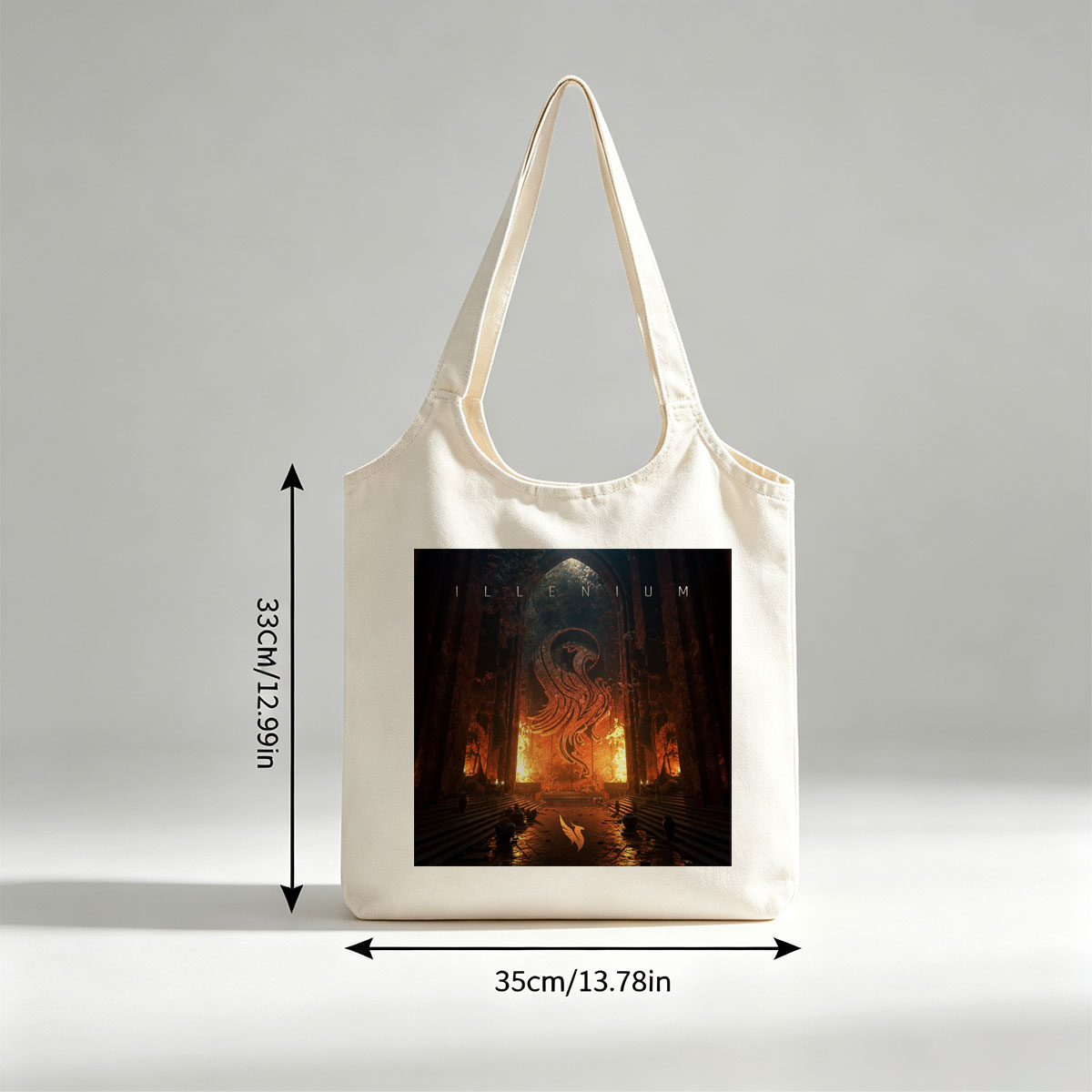 Illenium Cathedral of Fire and Flames with a Serpentine Dragon in the Center - Canvas shoulder bags/