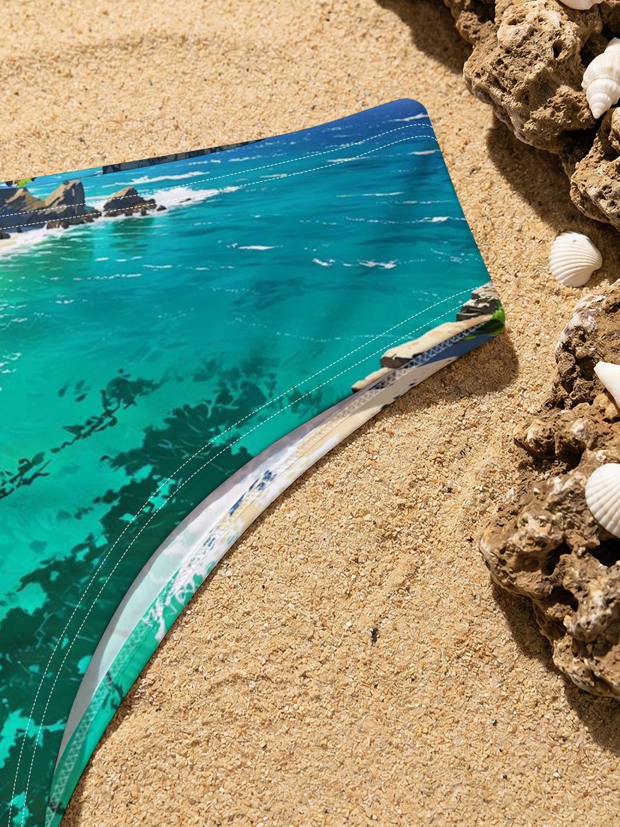Tropical Bay with Crystal Clear Waters and Lush Cliffs -  Men's swim trunks
