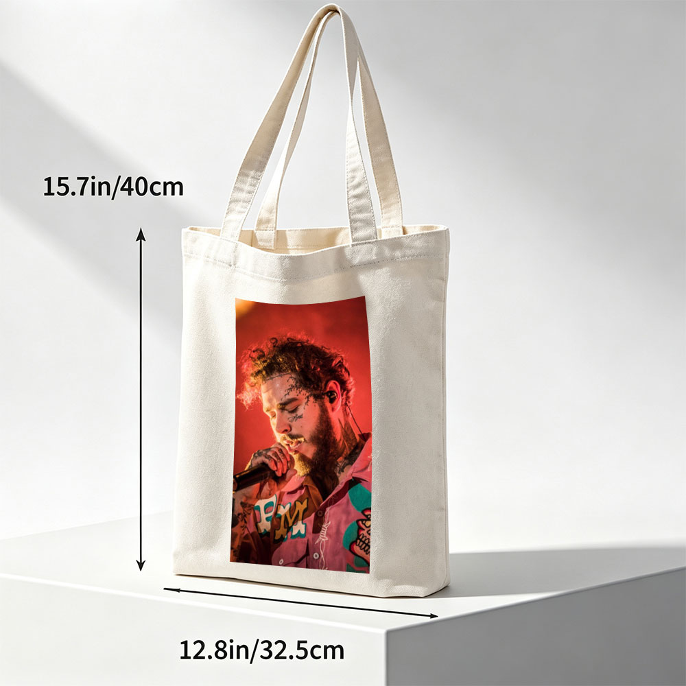 Post Malone Performing Live on Stage with Microphone in Hand - Canvas tote bags