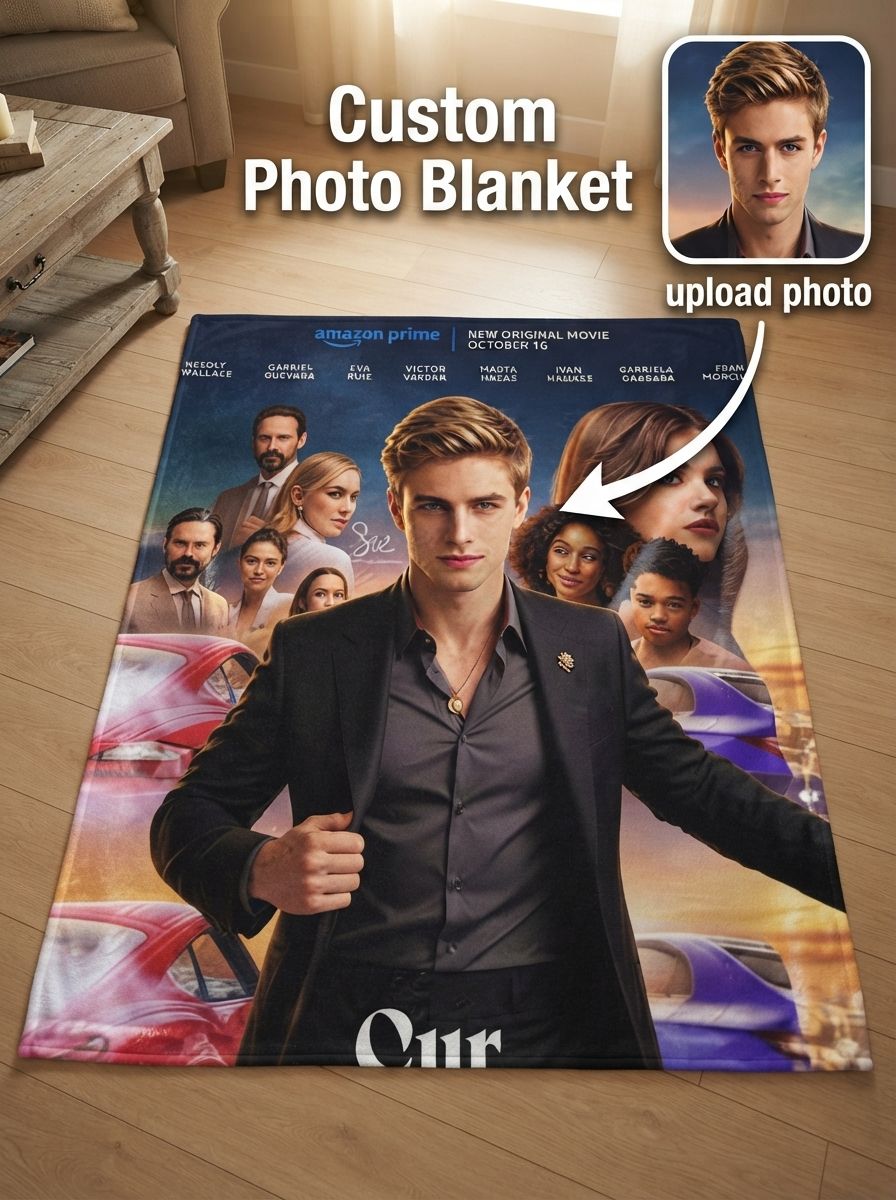 Custom Photo Face Flannel Throw Blanket Personalized Picture Collage Fleece Bed Throw Anti-Pilling Cozy Gift for Family