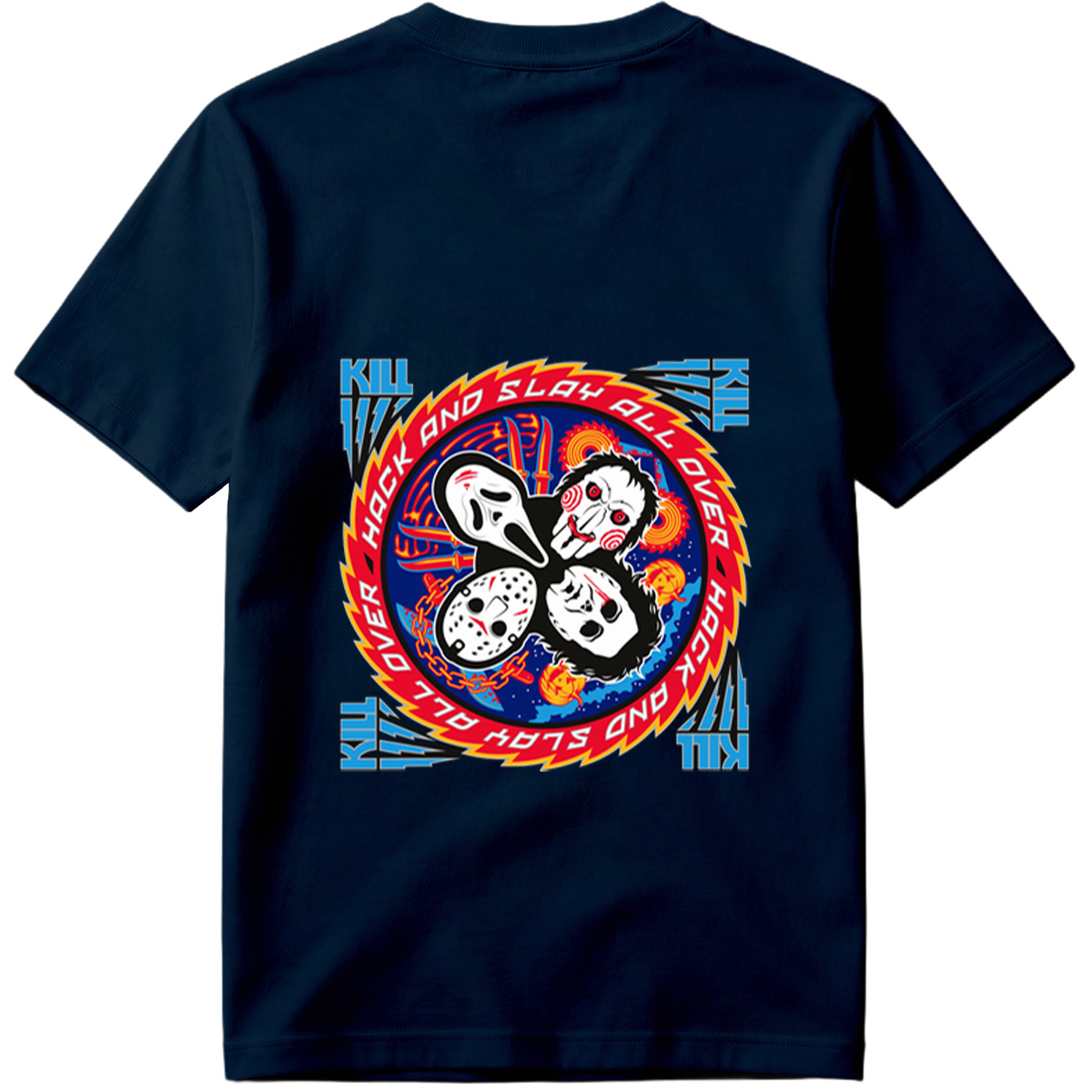 Halloween Horror Icons: Michael Myers, Ghostface, Leatherface, and Jigsaw - Tee