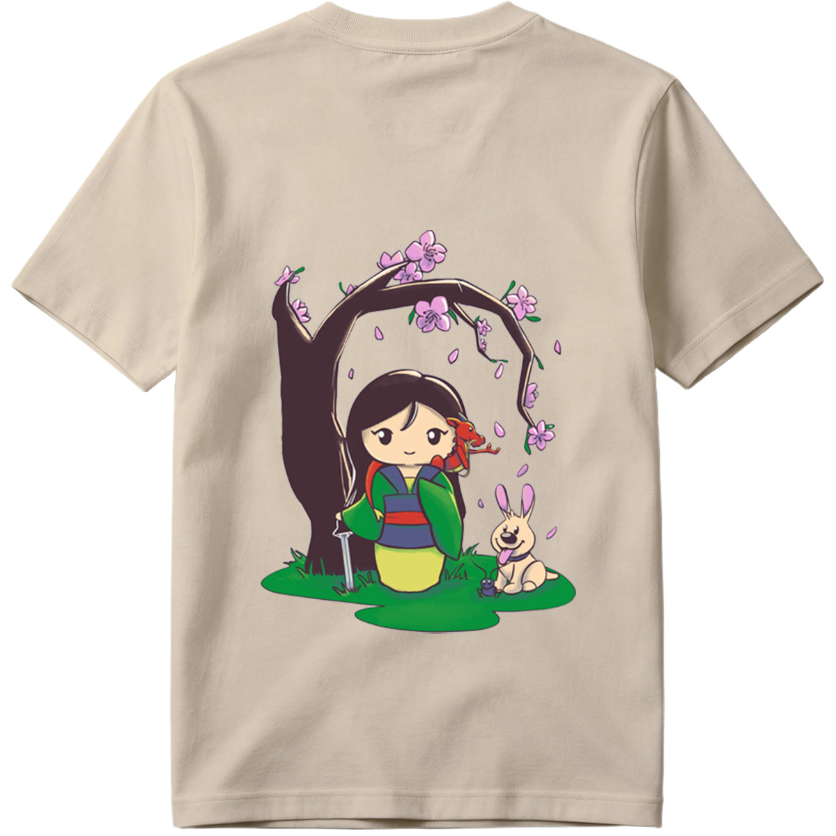 Mulan with Mushu and Cri-Kee Under Cherry Blossom Tree - Tee