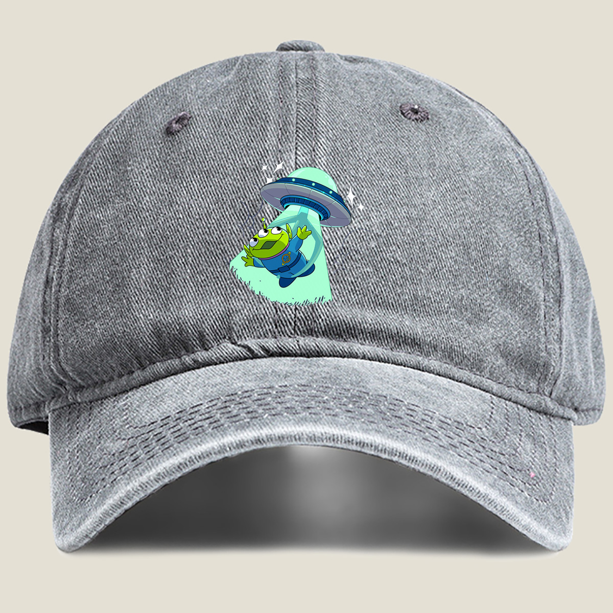 Alien from Toy Story Abducted by UFO - Washed Denim - Baseball Cap