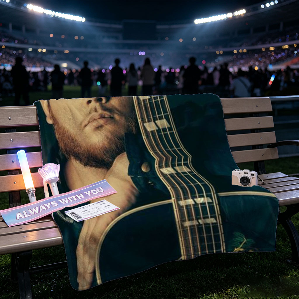Luke Combs Holding Acoustic Guitar in Studio Portrait - Blankets