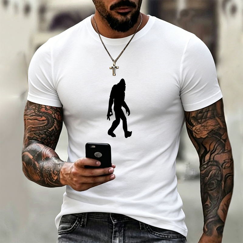 Unisex Classic T-Shirt with Bigfoot Silhouette Print | Comfortable Cotton Tee for Outdoor Adventures, Hiking, Camping & Casual Wear | Perfect Gift for Nature Lovers, Wildlife Enthusiasts & Mystery Seekers